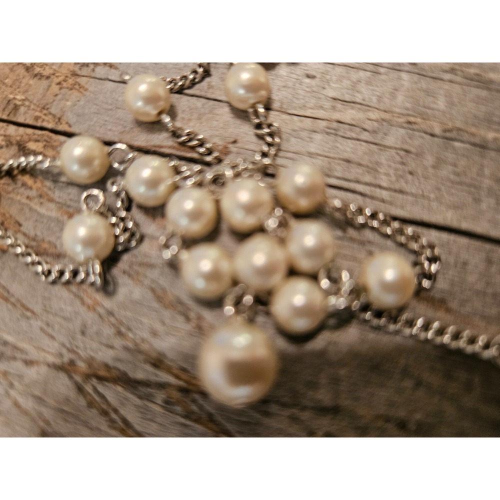 VINTAGE CORO SILVER‎ AND PEARL CHOKER NECKLACE - ELEGANT!